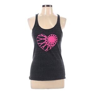 Soul Cycle Tank Top Dark‎ Grey Pink Heart Logo Racerback Women's Large